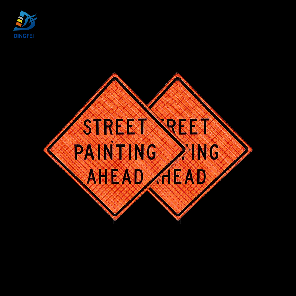 36 Inch Reflective Street Painting Ahead Roll Up Traffic Sign - 